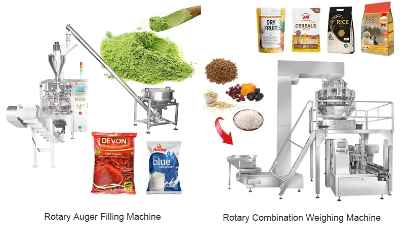 Rotary spiral and combination packaging machines