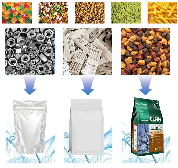 Display of different product packaging