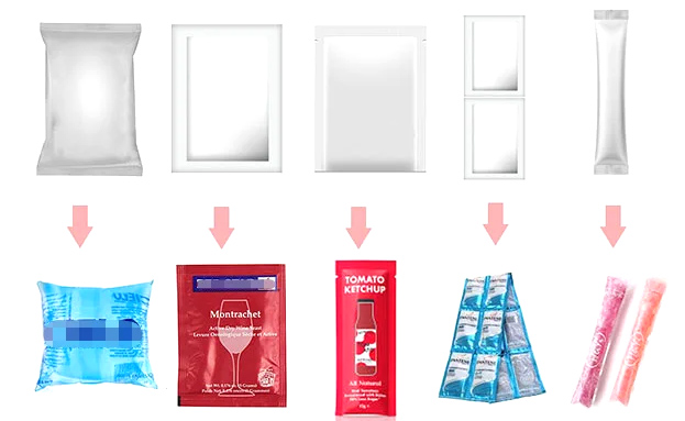 Different packaging bags display