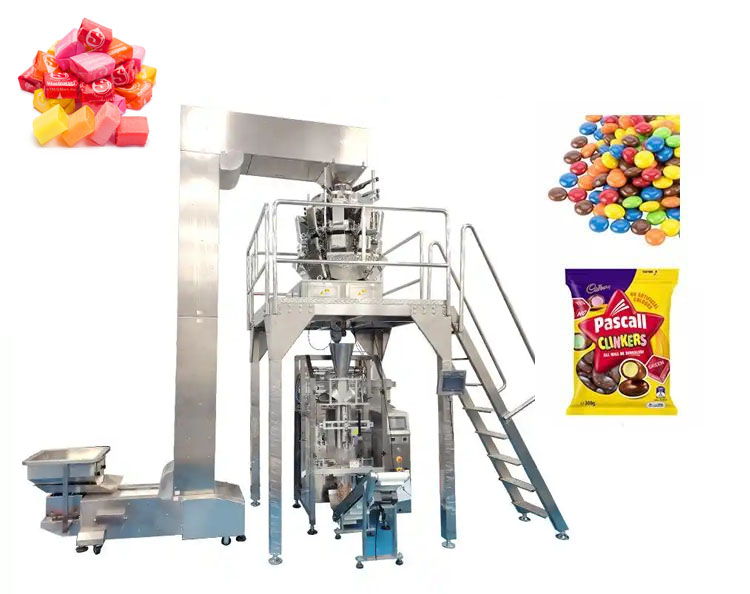 Vertical packaging machine for candy granules